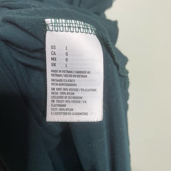 American Eagle Sleeveless Mesh Sheer Scoop Neck Knit Sexy Tank Top Green Women L - Picture 4 of 8